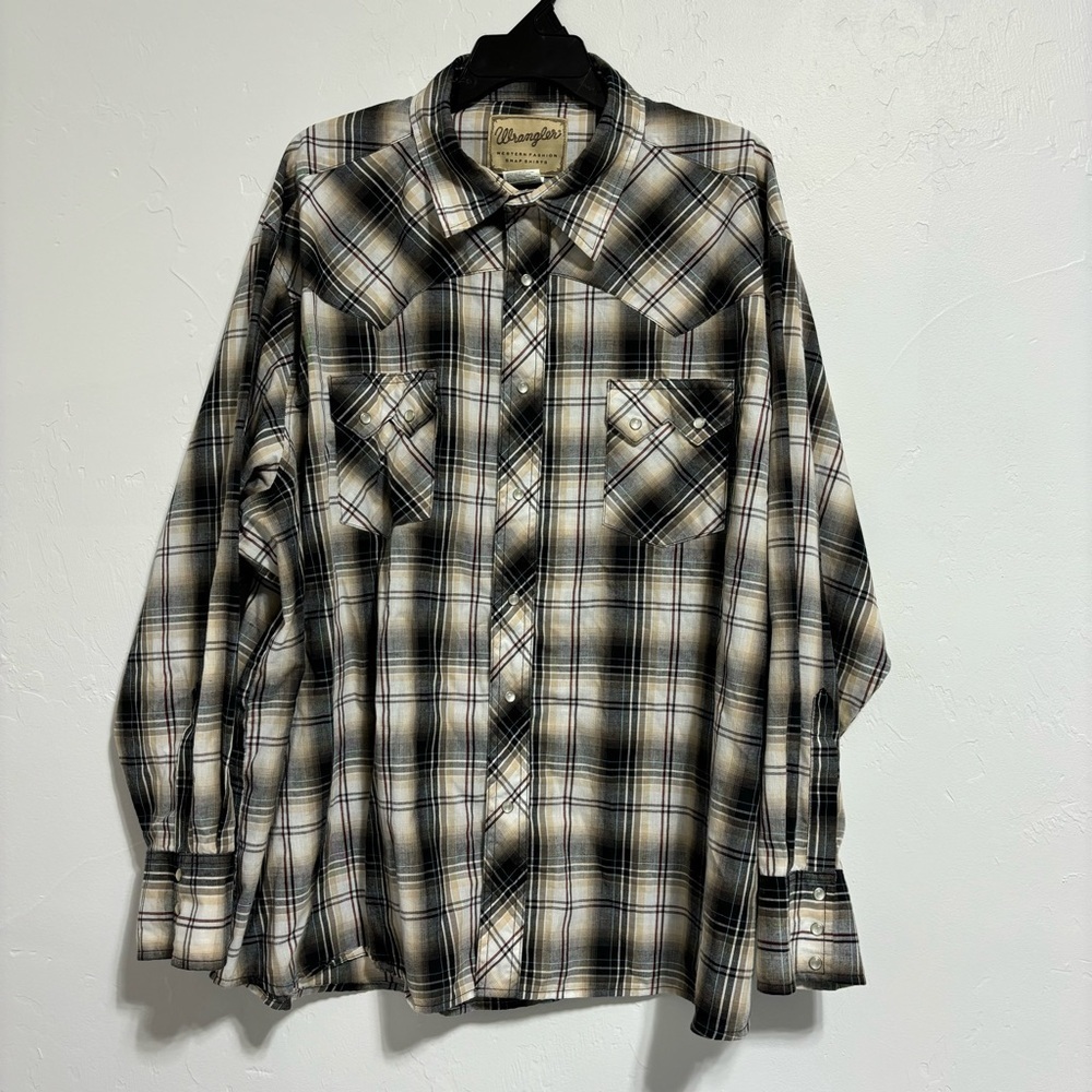 Wrangler Pearl Snap Men's Long Sleeve Western Shirt 3XL Cotton Blend Plaid